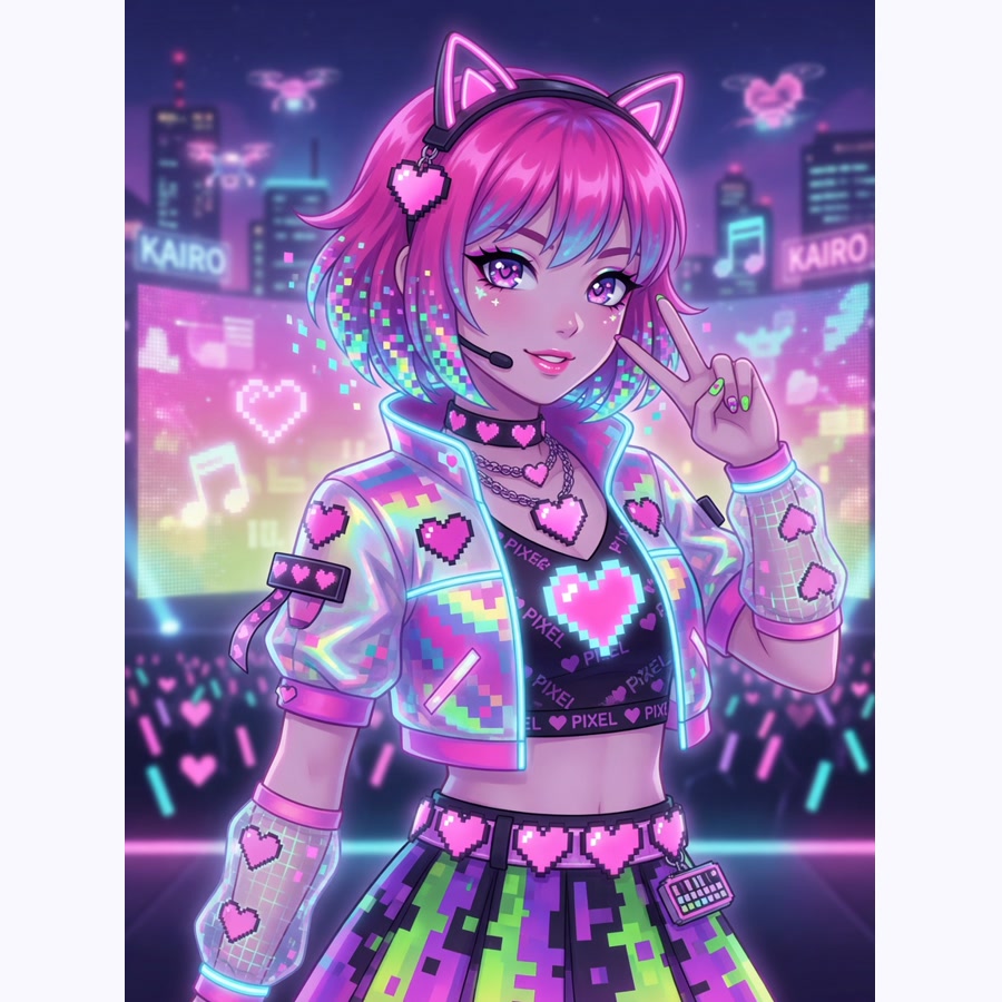 Mai Pixelpop original anime character portrait