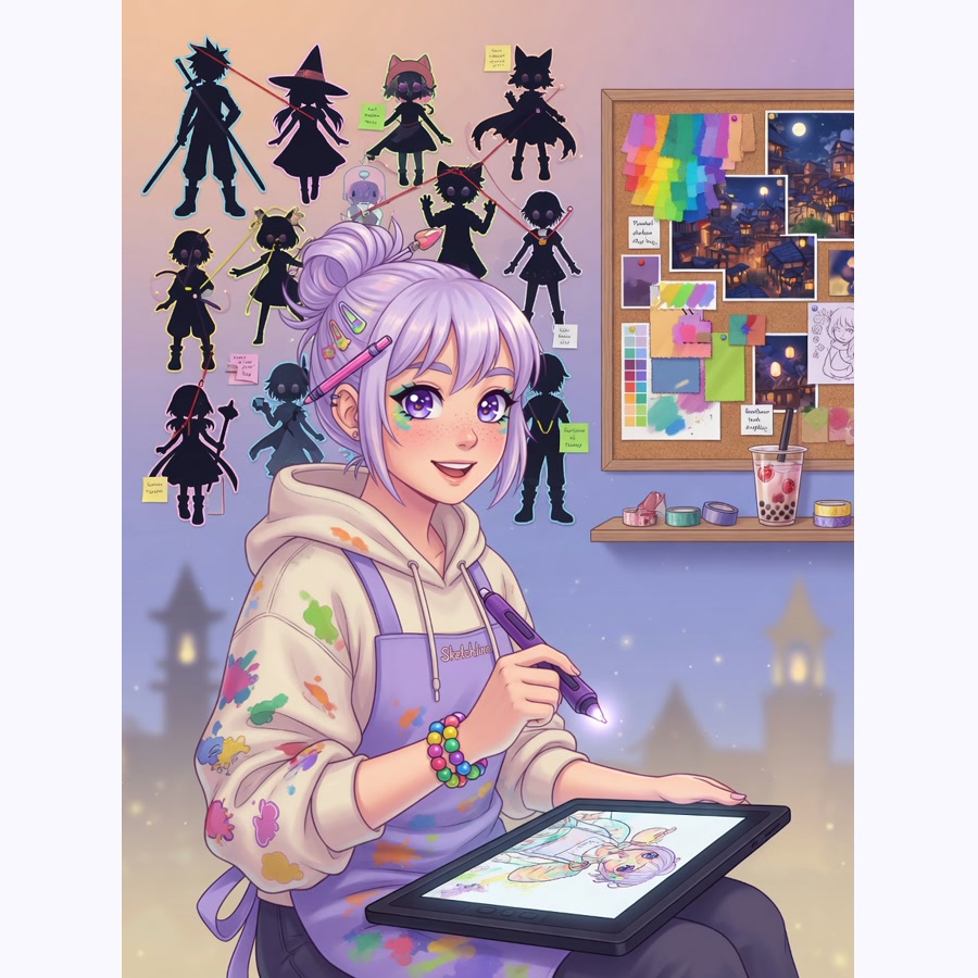 Mei Sketchline original anime character portrait